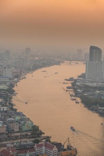 Sunset over Bangkok and the Chao Phraya River, Thailand