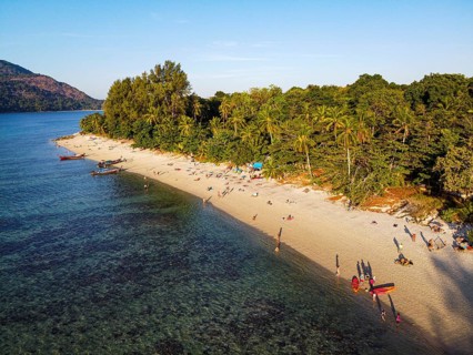 Aerial of the sunset beach, Koh Lipe