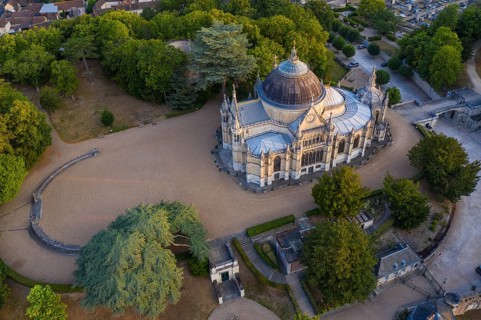 Aerial view Chapelle royale de Dreux, also Chapelle Royale Saint-Louis
