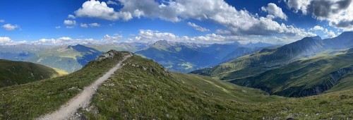 Hiking trail, view over the Landwasser valley