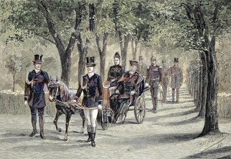 A Ride by Emperor Frederick in a Carriage in Charlottenburg Palace Park, Original Drawing by Paul Heydel