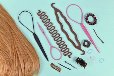 Hair styling tools like bun maker, braid tool