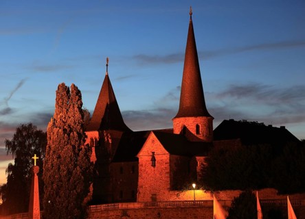 In the evening, illuminated