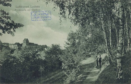 Promenade at the town lake in the climatic health resort Lychen, district Uckermark in the north of Brandenburg