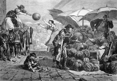 Melon market in Budapest,1880