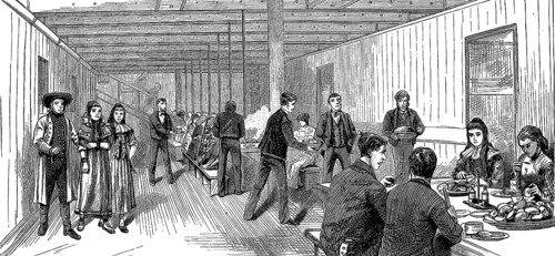 Scene on an English emigrant ship, here the dining room