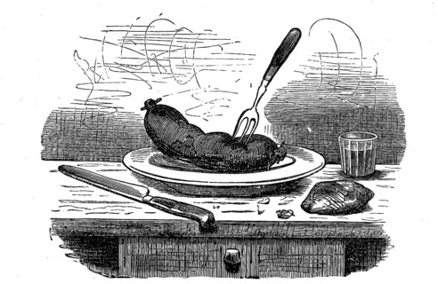 Blood dish, slaughter dish with a blood sausage
