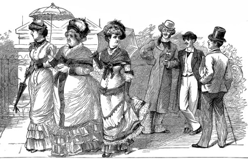 Elegant ladies and gentlemen of high society on a Sunday afternoon stroll, here in Galatz