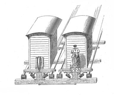 The cable railway up the crater of Vesuvius, Campania. Wagon