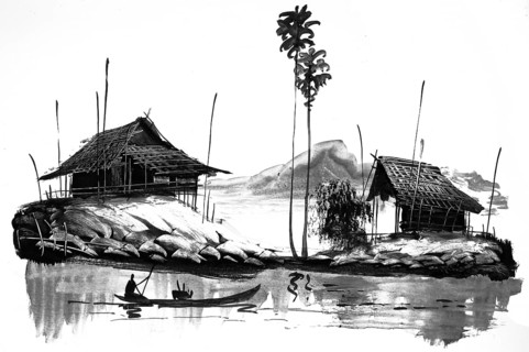 Fisherman returning with his catch, Cottage
