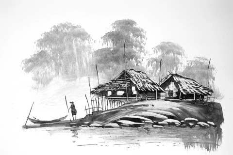 Fisherman returning with his catch, Cottage