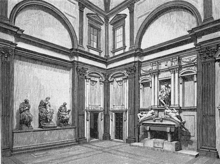 The Sacristy in the Church of San Lorenzo in Florence in 1880, Italy