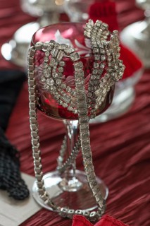 Rhinestone earrings decorated on a wine glass, Bavaria