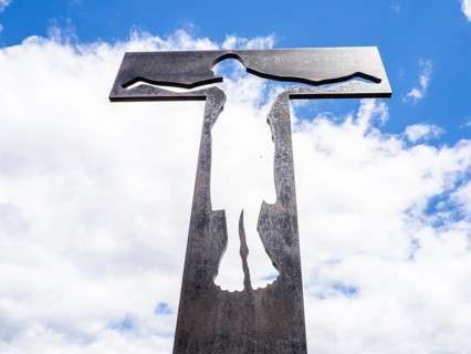 Christ on the cross, metal sculpture