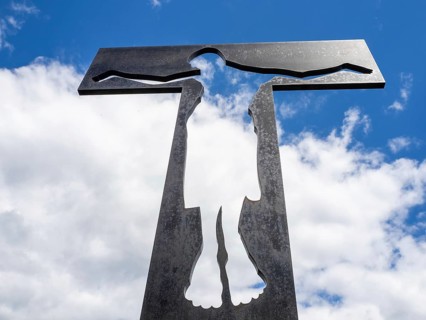 Christ on the cross, metal sculpture