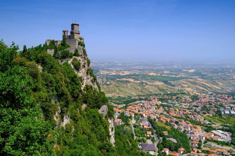 Torre Guaita or Rocca Guaita, old watchtower on Monte Titano mountain