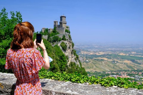 Torre Guaita or Rocca Guaita, old watchtower on Monte Titano mountain
