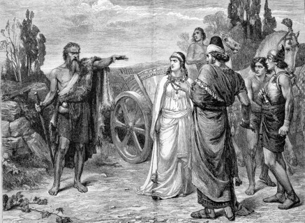 Ahab, c. 871 to 852 B. C. King of the Northern Kingdom of Israel. Ahab with his woman Jezebel