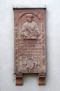 Memorial plaque to Tilman Riemenschneider at St. Kilian's Cathedral, Wuerzburg