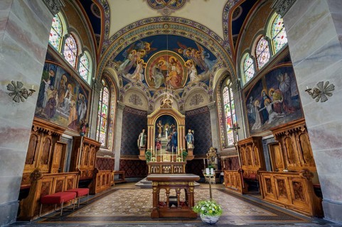 Main altar with frescoes, Catholic Parish Church