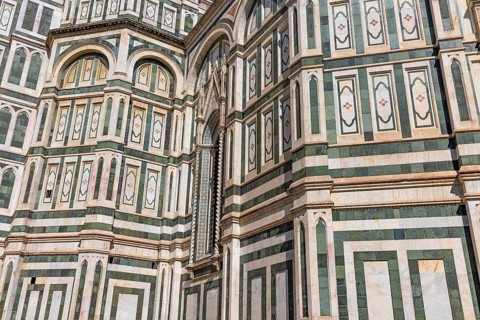 Coloured marble facade at Florence Cathedral, Florence