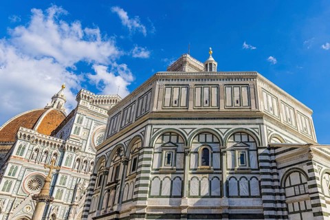 Coloured marble facade at Florence Cathedral, Florence