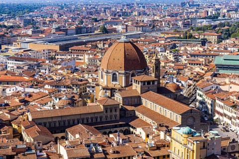 Basilica of San Lorenzo and Laurenzia Library, view from the visitor platform on the dome of the cathedral