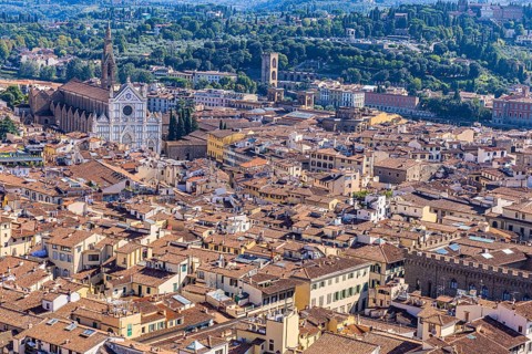 The Church of Santa Croce, view from the visitor platform on the dome of the cathedral