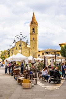 Stalls at the antique market in the old town of Arezzo, Arezzo