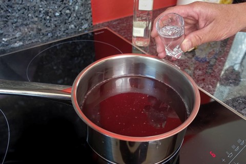 Swabian cuisine, preparing sweet semolina dumplings with cherry compote