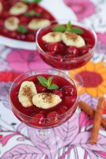 Swabian cuisine, sweet semolina dumplings with cherry compote