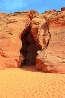 The entrance to Antelope Canyon in Arizona. Page, Arizona