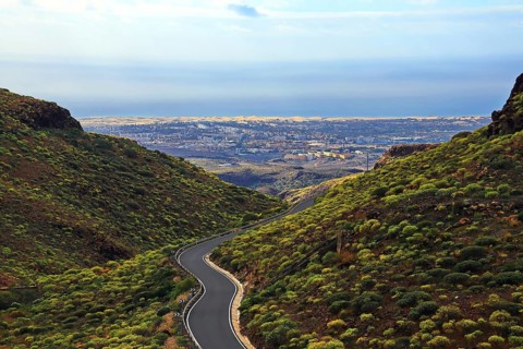 Degollada de La Yegua viewpoint overlooking Maspalomas. San Bartolome de Tirajana, Las Palmas