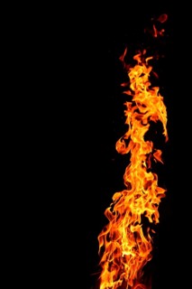 Stitch flame cropped against a black background,