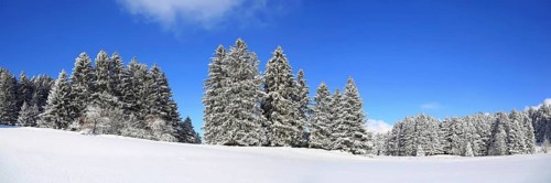 Wonderful winter landscape with blue sky and sunshine. Sonthofen, Oberallgaeu