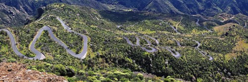 The path to Roque Bentayga on the island of Gran Canaria. Tejeda, Las Palmas