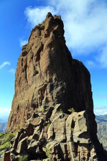 Roque Bentayga is a striking rock formation on the island of Gran Canaria. Tejeda, Las Palmas