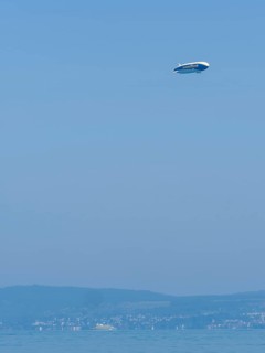 Zeppelin in the sky over Meersburg, Lake Constance
