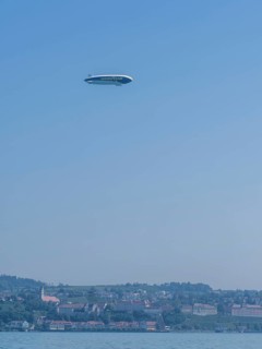 Zeppelin in the sky over Meersburg, Lake Constance