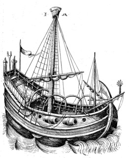 15th century ship, facsimile of copper engraving by Israhel van Meckenem
