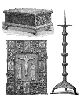 Liturgical devices of the Middle Ages, on the right an altar candlestick