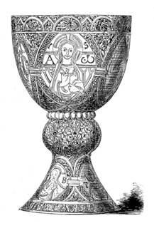 The Tassilo Chalice is an 8th century bronze chalice gilded with silver and gold, located in Kremsmuenster Abbey in Austria. Digitally restored reproduction of a 19th century original