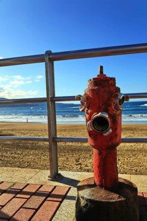 Hydrant on the beach of Las Palmas de Gran Canaria. Las Palmas, Gran Canaria