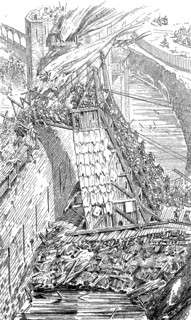 Attack and defence of a city wall in the 12th century, after Eugene Emmanuel Viollet-le-Duc
