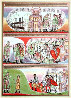 Illustrations of the Parable of the Vineyard, miniatures in the Gospel Book of the Echternach Monastery
