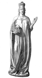 Life-size statue of Empress Kunigunde from the 13th century, at the prince's portal in the Georgenchor of the cathedral in Bamberg