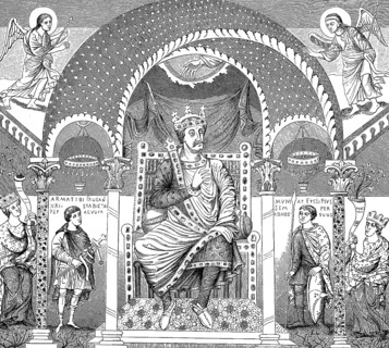Charles the Bald, dedication picture in the Codex aureus of St. Emmeram at Regensburg