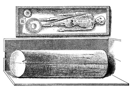 Old Germanic burial, tree coffin from the early medieval cemetery of Oberflacht