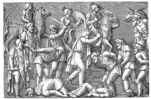 A court scene from the relief on Marcus Aurelius' Victory Column, Rome Italy