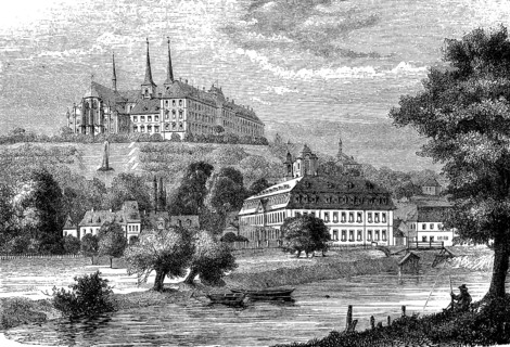 The monastery on the Michelsberg and the Buergerhofspital in Bamberg, Germany
